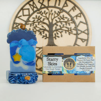 Starry Skies- Lavender Lemonade Van Gogh Soap, Birds of Valhalla, Bar Soap, Birds of Valhalla