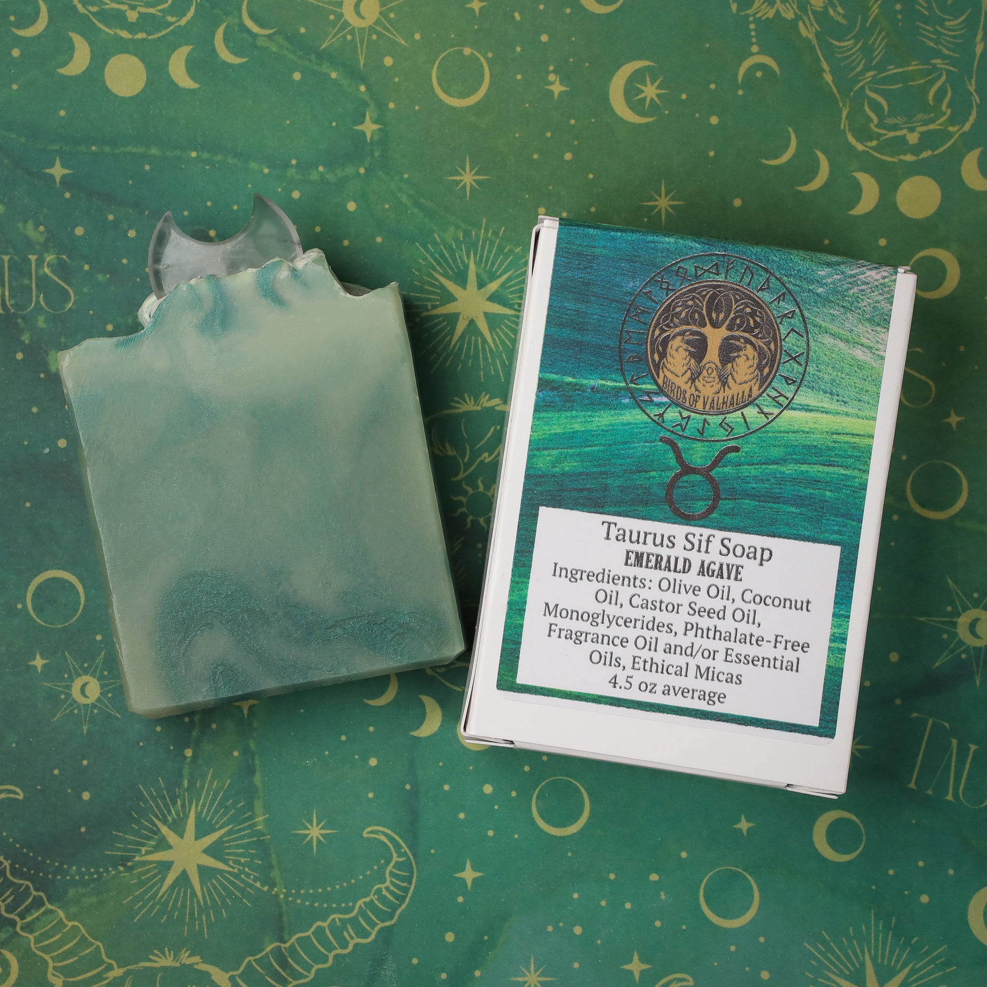 Norsestrology : Taurus-Sif Soap with Crystal Quartz Moon, Birds of Valhalla, Astrology Soap, Birds of Valhalla