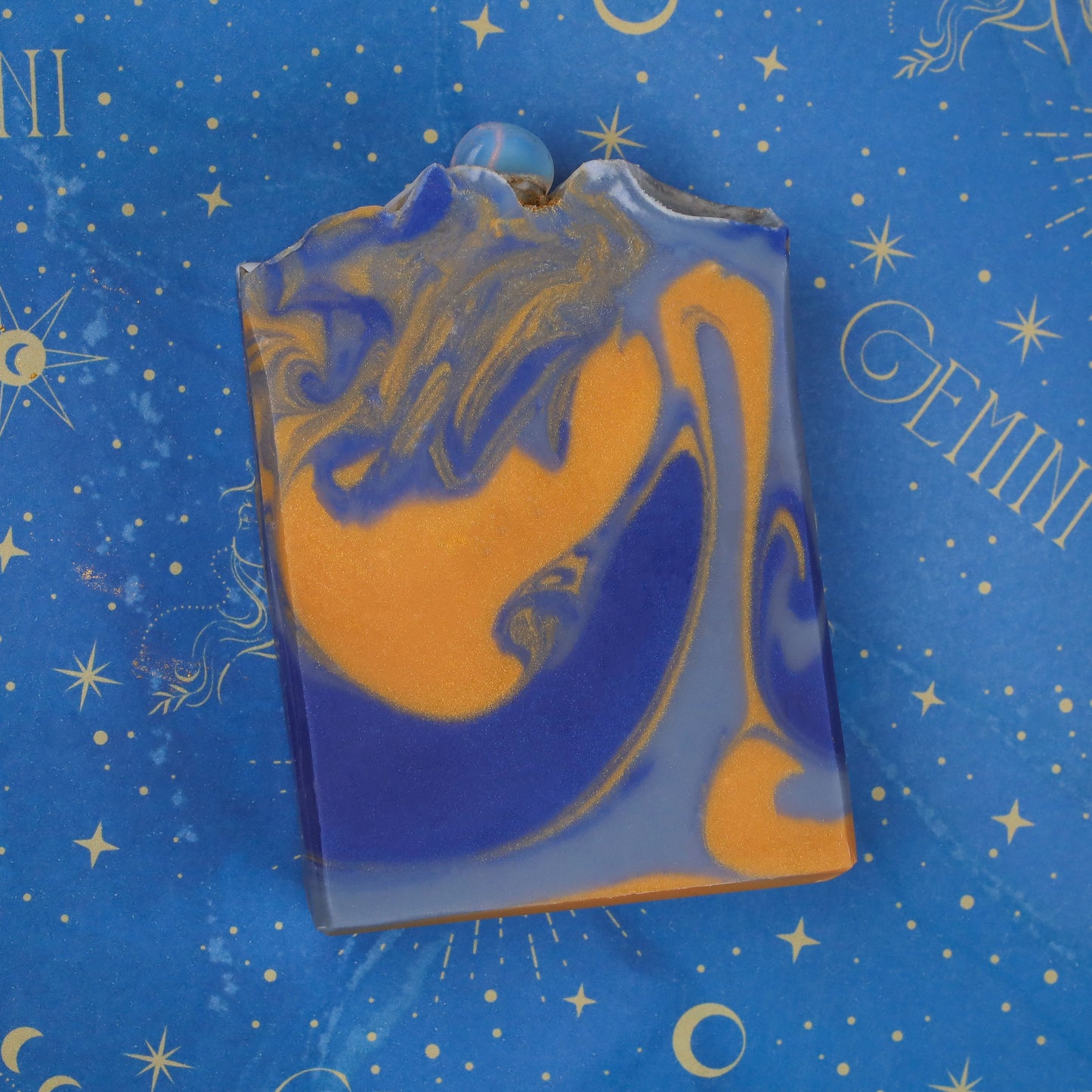 Norsestrology :  Gemini-Freyr & Freja Soap with Opaline Runestone, Birds of Valhalla, Astrology Soap, Birds of Valhalla