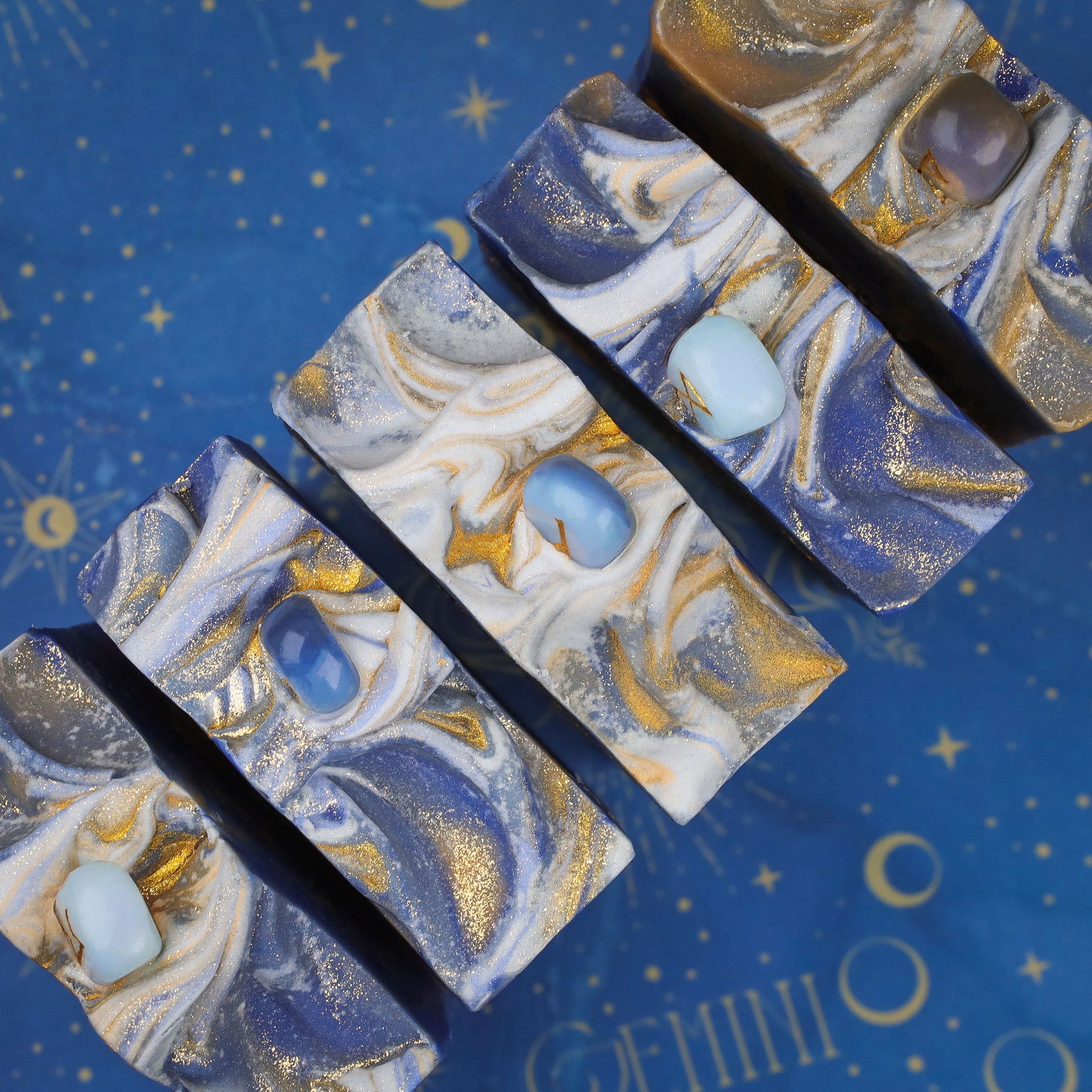 Norsestrology :  Gemini-Freyr & Freja Soap with Opaline Runestone, Birds of Valhalla, Astrology Soap, Birds of Valhalla