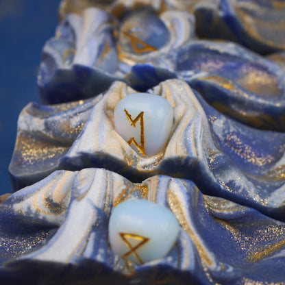 Norsestrology :  Gemini-Freyr & Freja Soap with Opaline Runestone, Birds of Valhalla, Astrology Soap, Birds of Valhalla