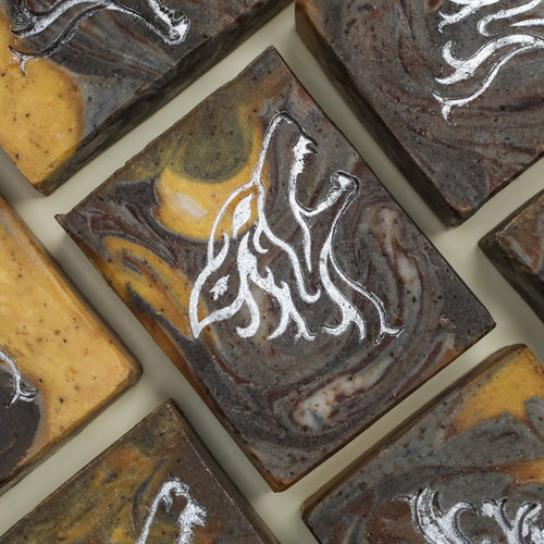 Fenrir the Wolf - Sandalwood, Vanilla, Coffee Ground, Oat, Coconut-Free Signature Soap, Birds of Valhalla, Signature Soap, Birds of Valhalla