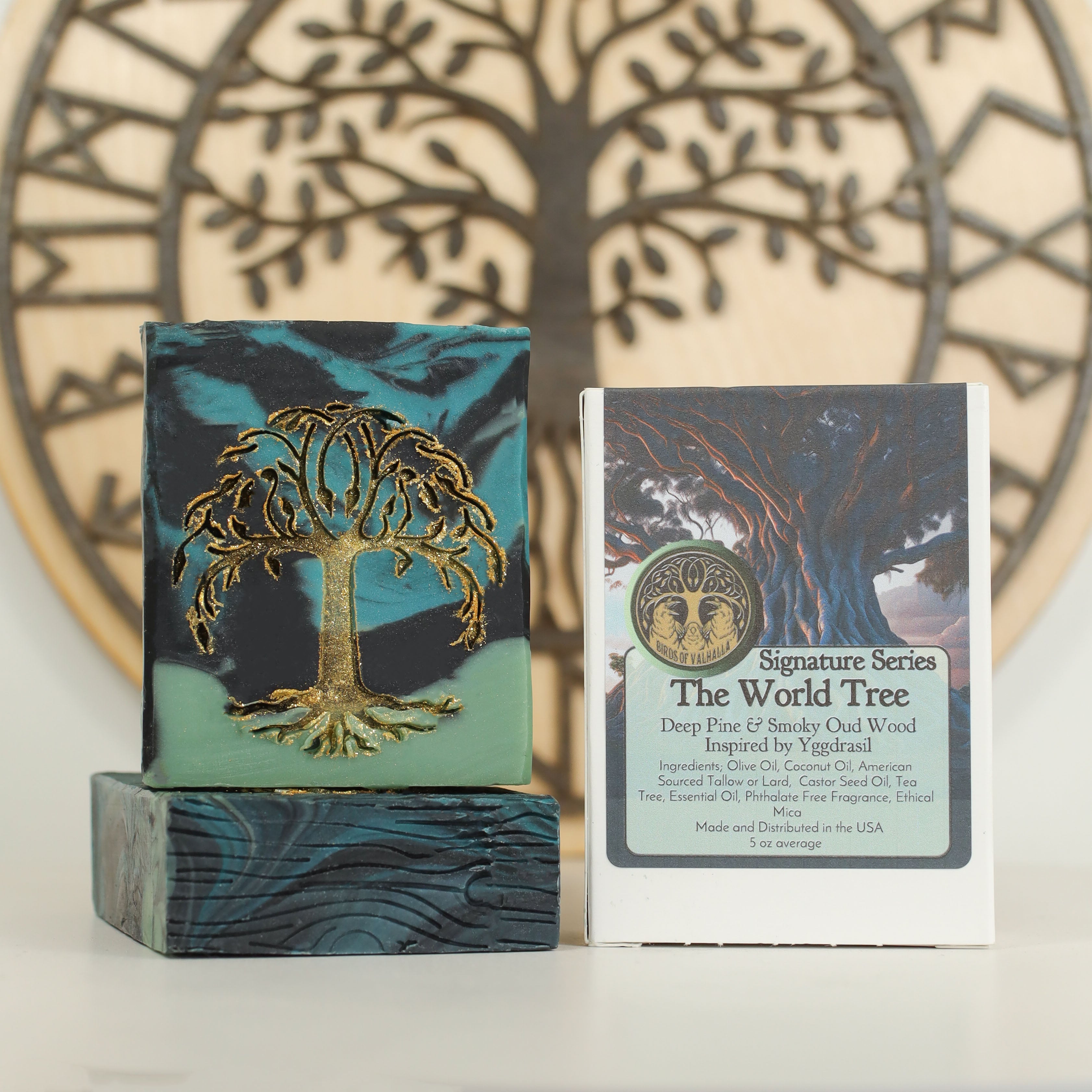 The World Tree - Deep Pine & Oud Wood Signature Soap, Birds of Valhalla, Signature Soap, Birds of Valhalla