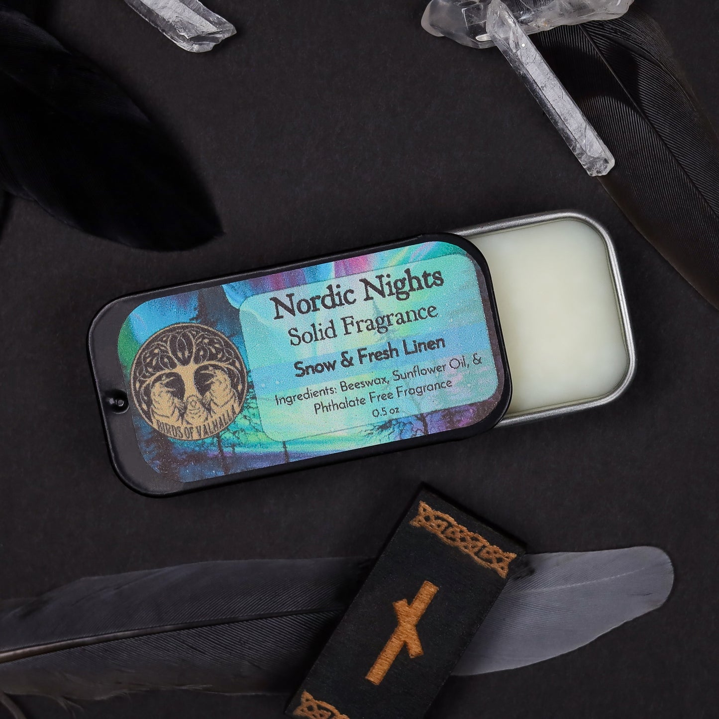 Solid Fragrance Cologne/Perfume Slider Tin, Birds of Valhalla, Body Product, Birds of Valhalla