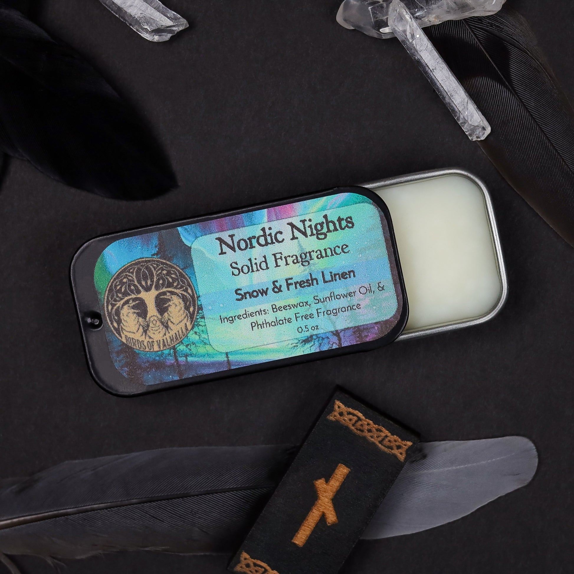 Solid Fragrance Cologne/Perfume Slider Tin, Birds of Valhalla, Body Product, Birds of Valhalla