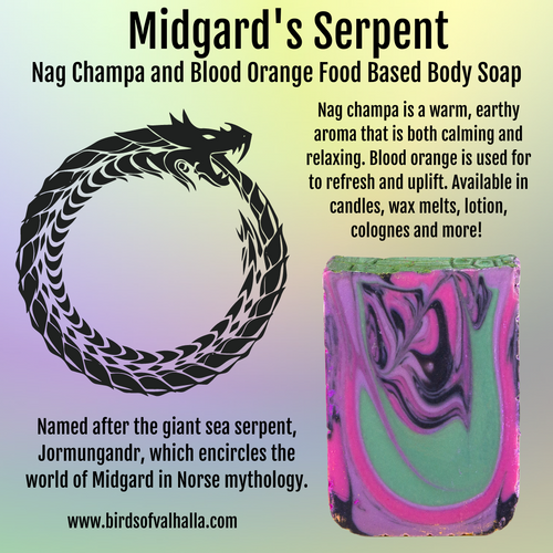 Midgard's Serpent - Nag Champa & Blood Orange Signature Soap, Birds of Valhalla, Signature Soap, Birds of Valhalla