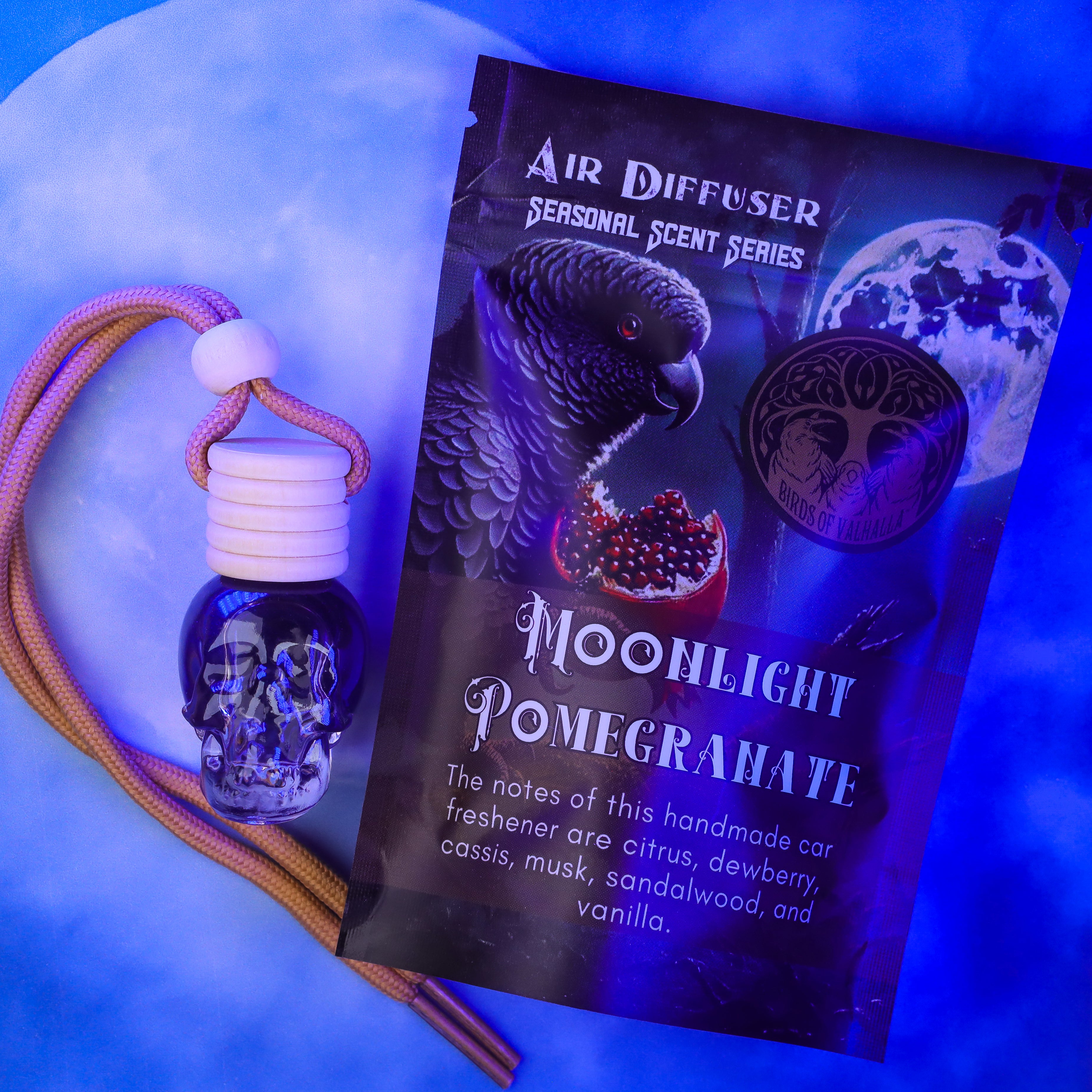 Seasonal Glass Skull Car Air Freshener Diffusers, Birds of Valhalla, , Birds of Valhalla