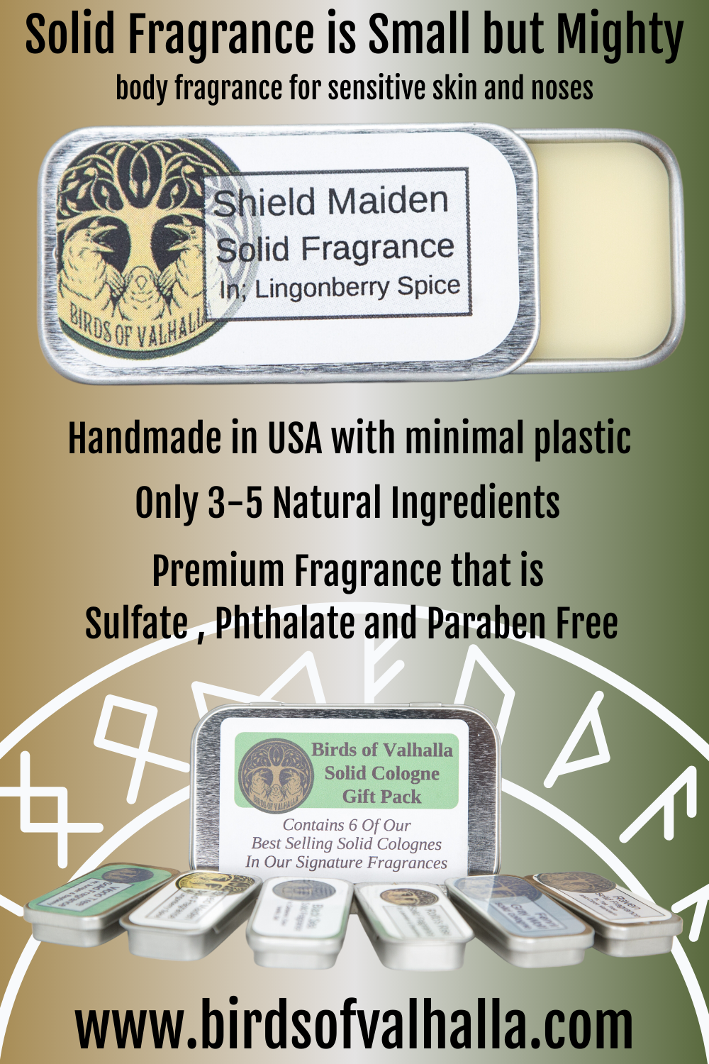 Solid Fragrance Cologne Slider Tin, Birds of Valhalla, Body Product, Birds of Valhalla