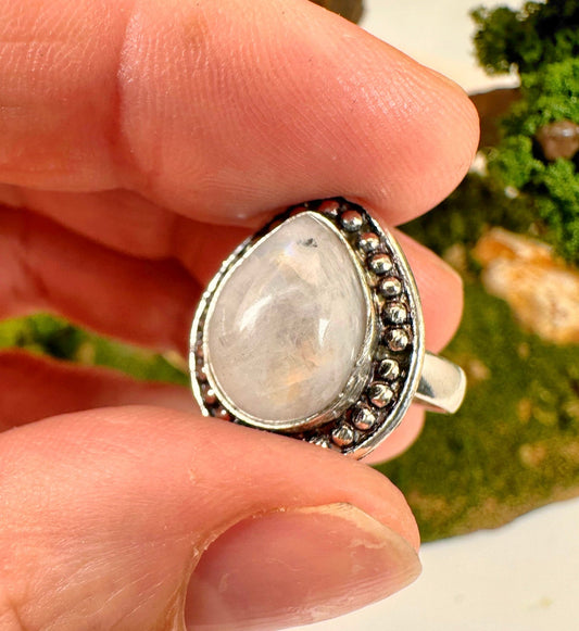 Moonstone Ring in Sterling Silver, Birds of Valhalla, , Birds of Valhalla