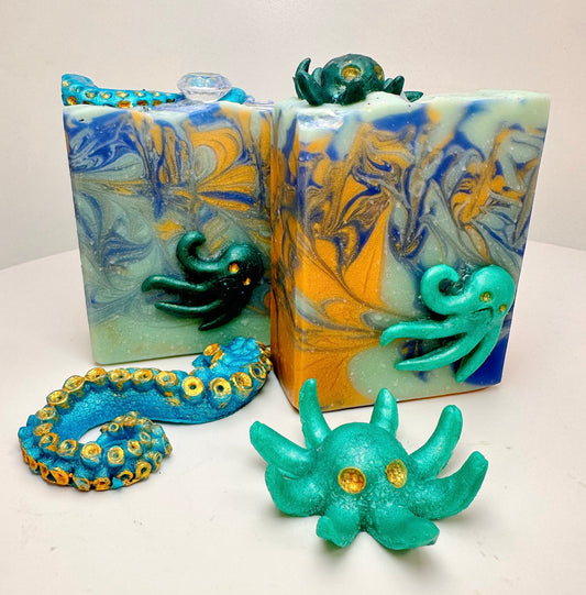 Inspired Polymer Grumpy Octopus Soap, Birds of Valhalla, Bar Soap, Birds of Valhalla