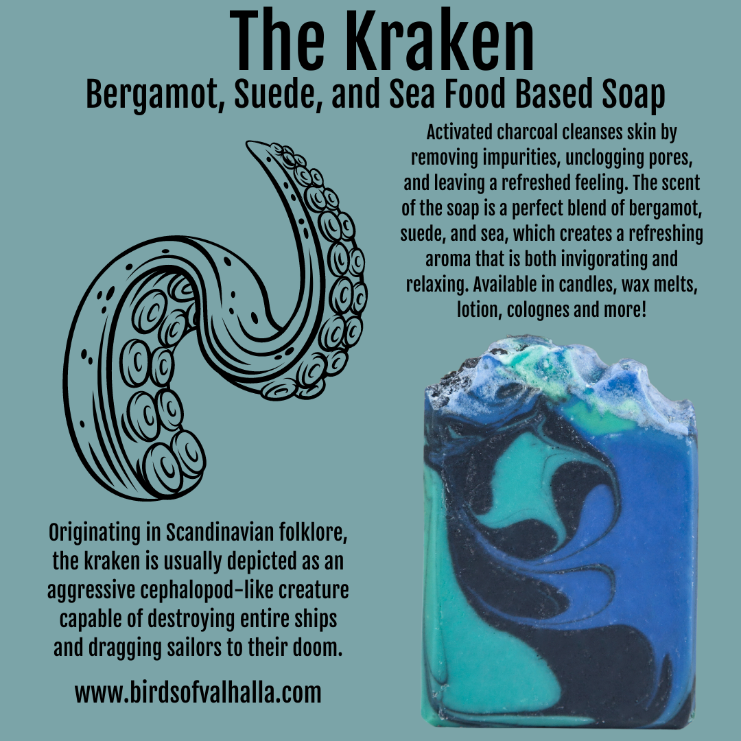 The Kraken - Bergamot, Suede & Sea Signature Soap, Birds of Valhalla, Signature Soap, Birds of Valhalla