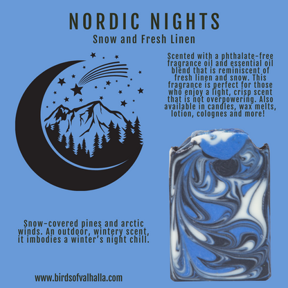 Nordic Nights - Snow and Fresh Linen, Birds of Valhalla, Signature Soap, Birds of Valhalla