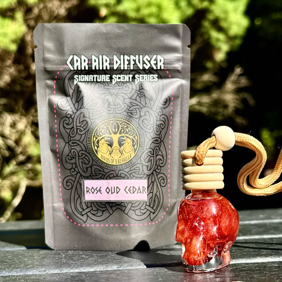 Seasonal Glass Skull Car Air Freshener Diffusers, Birds of Valhalla, , Birds of Valhalla