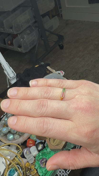 Watermelon Tourmaline Gold Ring