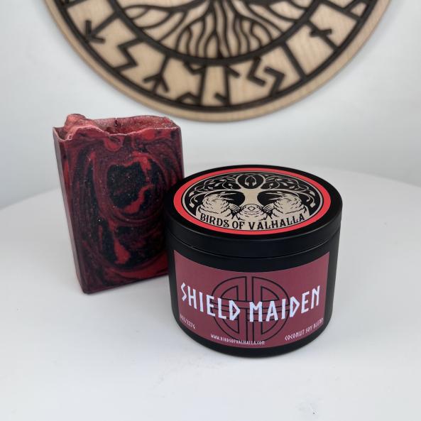 8oz Shield Maiden Signature Candle, Birds of Valhalla, Candle, Birds of Valhalla