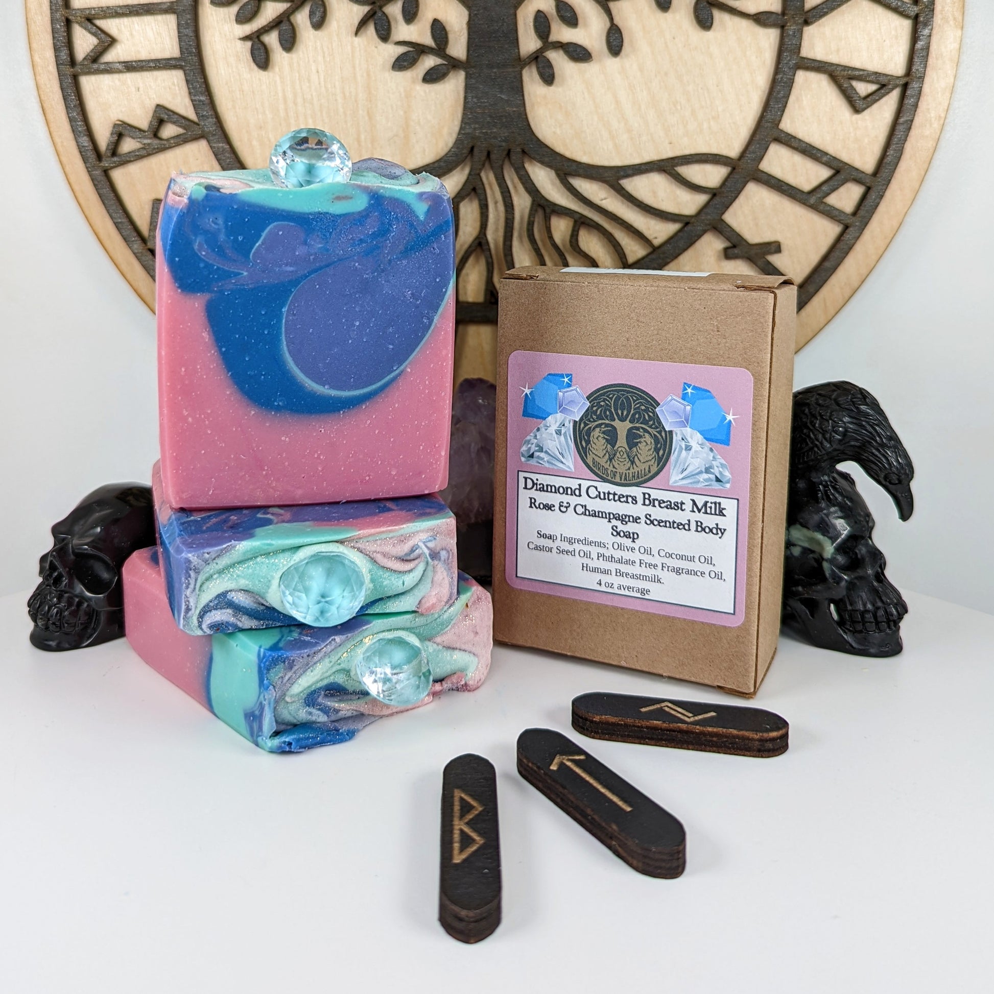 Diamond Cutters Breastmilk Soap- Cashmere, Rose, Champagne, Birds of Valhalla, Breastmilk Soap, Birds of Valhalla