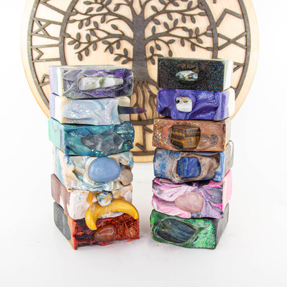 Virgo - Astrology Soap in Spiced Honey Tonka with a Lapis Lazuli Stone, Birds of Valhalla, Astrology Soap, Birds of Valhalla