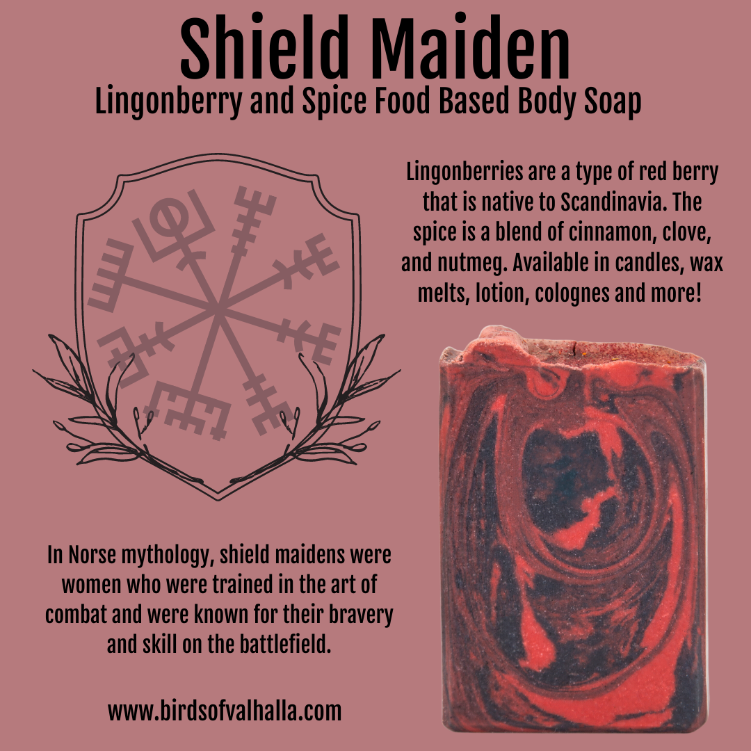 The Shield Maiden - Lingonberry, Spice, & Coconut-Free Signature Hair and Body Soap, Birds of Valhalla, Signature Soap, Birds of Valhalla