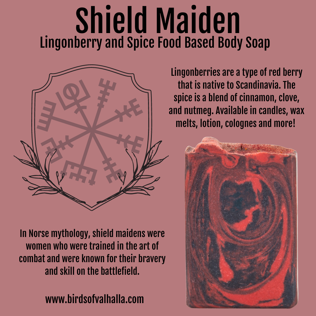 The Shield Maiden - Lingonberry and Spice Signature Soap - Coconut Free, Birds of Valhalla, Signature Soap, Birds of Valhalla