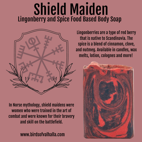 The Shield Maiden - Lingonberry, Spice, & Coconut-Free Signature Hair and Body Soap, Birds of Valhalla, Signature Soap, Birds of Valhalla