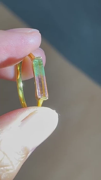 Watermelon Tourmaline Gold Ring