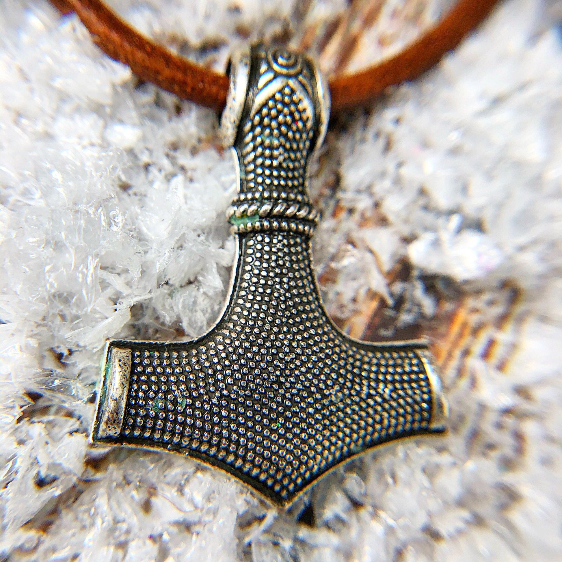 Mjölnir metal Pendant Necklace on Leather Cordage