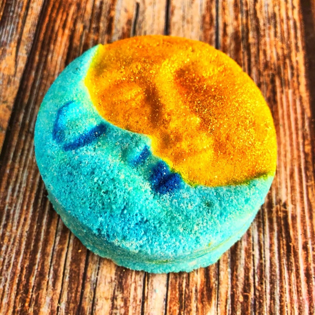 Celestial Vanilla and Lemon Bath Bomb, 3.5 oz, Staycation fragrance, Bath Treat
