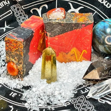 Aries; Carnelian, Cedar Saffron Body Soap, Campfire Soap, Natural Soap, Unisex, Zodiac, Astrology, Star Sign