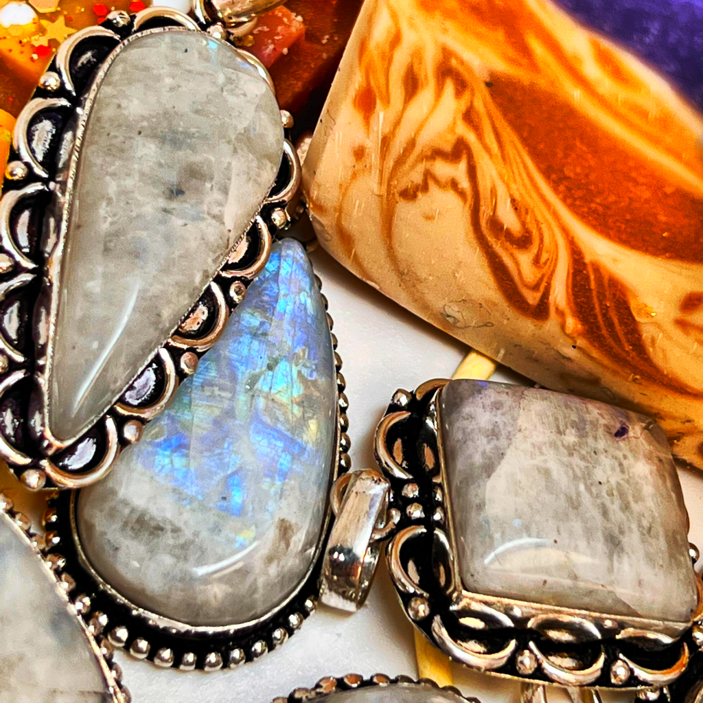 Gemini - Astrology Pendant Rainbow Moonstone, Birds of Valhalla, Astrology Pendant, Birds of Valhalla