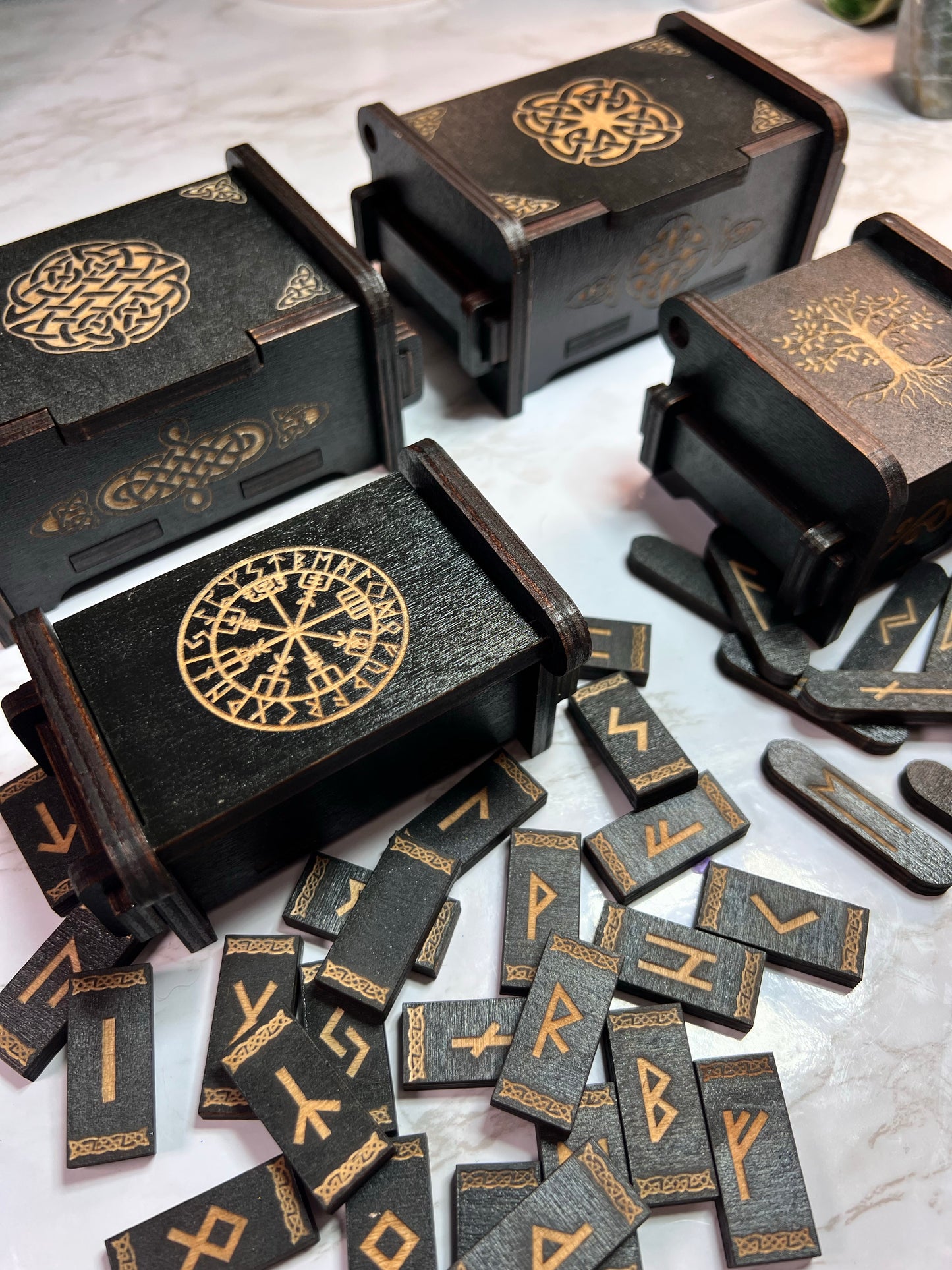 Wooden Rune Boxes, Birds of Valhalla, Runestones, Birds of Valhalla