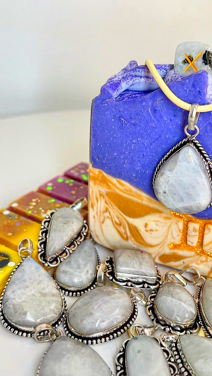 Gemini - Astrology Pendant Rainbow Moonstone, Birds of Valhalla, Astrology Pendant, Birds of Valhalla