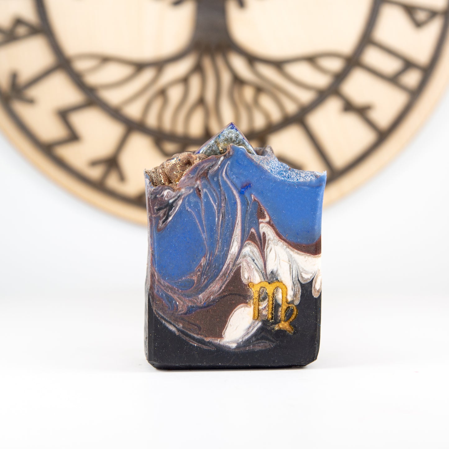 Virgo - Astrology Soap in Spiced Honey Tonka with a Lapis Lazuli Stone, Birds of Valhalla, Astrology Soap, Birds of Valhalla